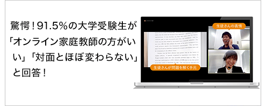 驚愕！91.5％の大学受験生が「オンライン家庭教師の方がいい」「対面とほぼ変わらない」と回答！訪問型（対面）よりEdTech（エドテック）が今どきの勉強法!?